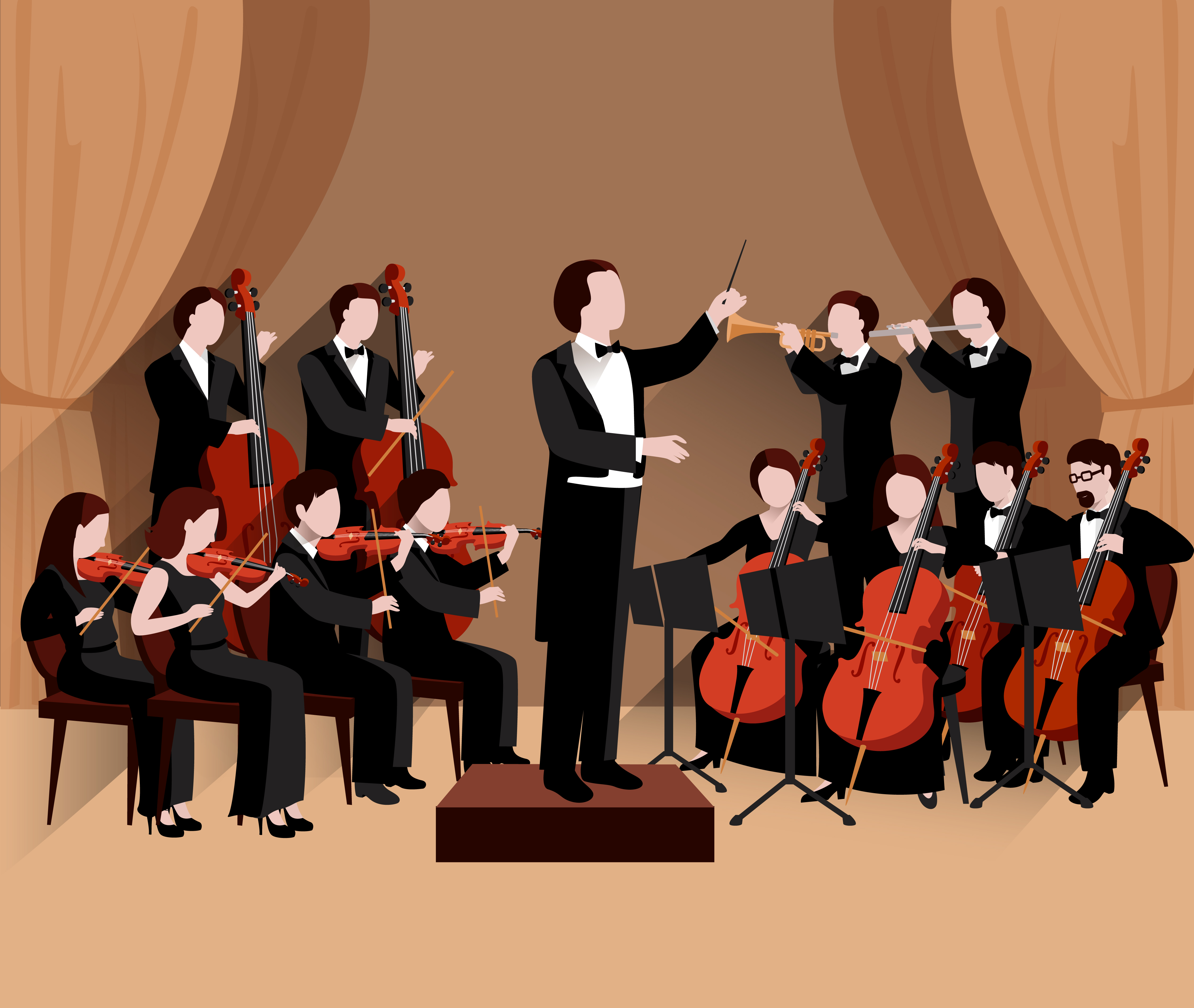 Cartoon classical orchestra performance